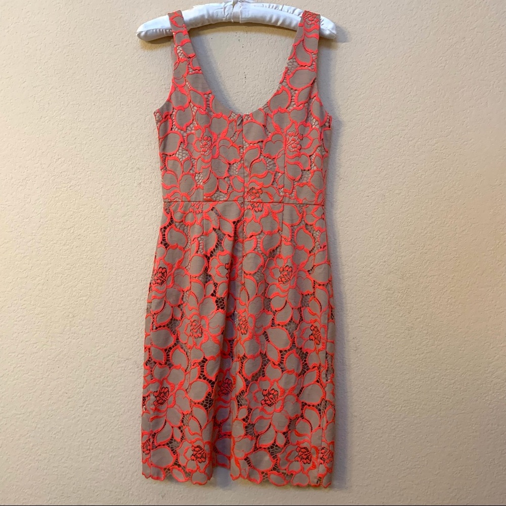 Trina Turk Pink Tan Floral lace Sleeveless Dress - Picture 8 of 14